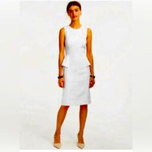 J. Crew White 100% Linen Sleeveless peplum  Dress Size 8 Like new condition